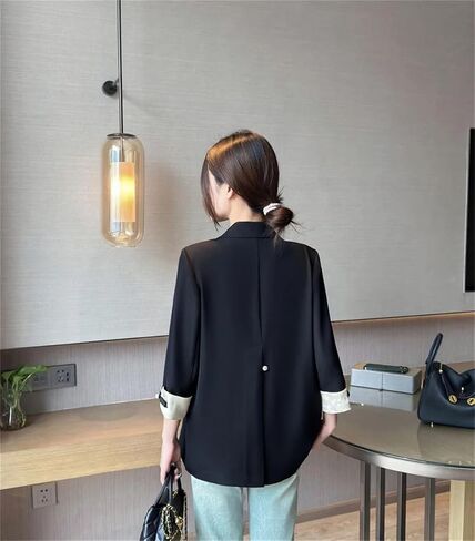 Women Blazer Jacket Spring Summer Korean Thin Three-Quarter Sleeve Suit Ladies Slim Wild Blazers in Saudi Arabia
