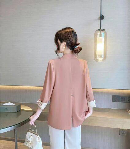 Women Blazer Jacket Spring Summer Korean Thin Three-Quarter Sleeve Suit Ladies Slim Wild Blazers in Saudi Arabia