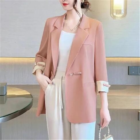 Women Blazer Jacket Spring Summer Korean Thin Three-Quarter Sleeve Suit Ladies Slim Wild Blazers in Saudi Arabia