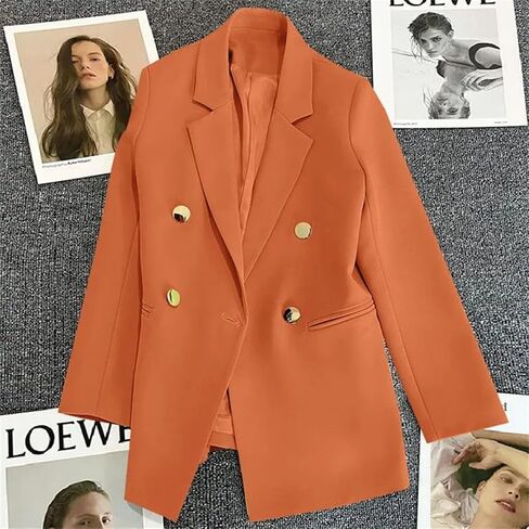 Women's Metal Buckle Small Suit Jacket for Summer Double Breasted Office Elegant Blazers in Saudi Arabia