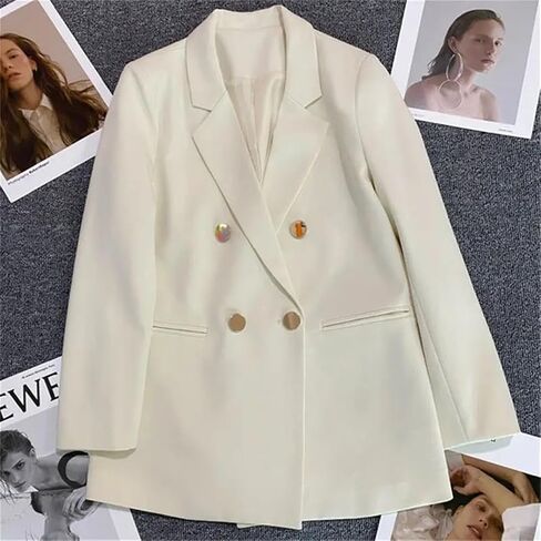 Women's Metal Buckle Small Suit Jacket for Summer Double Breasted Office Elegant Blazers in Saudi Arabia