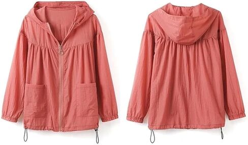 Women's Thin Breathable Sun Protection Clothing Loose UV Protection Outdoor Short Outwear in Saudi Arabia