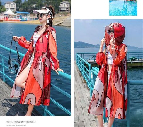 Women's Sun Protection Jacket Thin Loose Outdoor Anti-UV Printing Ladies Coat in Saudi Arabia