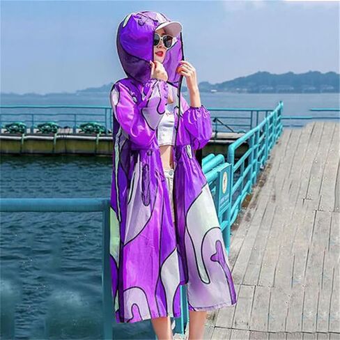 Women's Sun Protection Jacket Thin Loose Outdoor Anti-UV Printing Ladies Coat in Saudi Arabia
