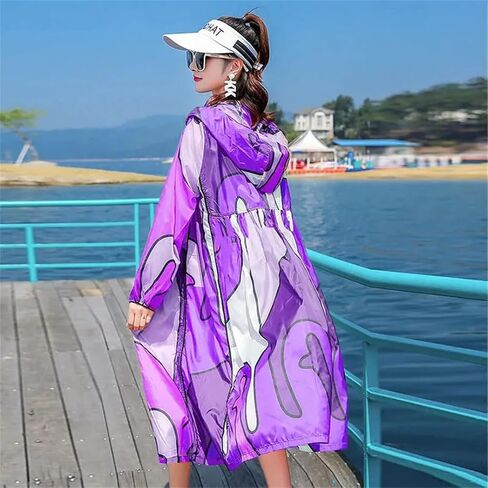Women's Sun Protection Jacket Thin Loose Outdoor Anti-UV Printing Ladies Coat in Saudi Arabia