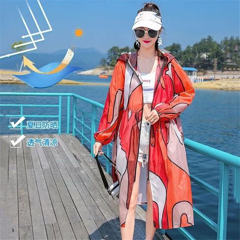 Women's Sun Protection Jacket Thin Loose Outdoor Anti-UV Printing Ladies Coat in Saudi Arabia