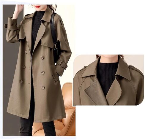 Women Spring Autumn Trench Coat Tops Korean Mid Long Temperament Overcoat Windbreaker in Saudi Arabia