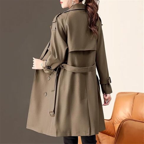 Women Spring Autumn Trench Coat Tops Korean Mid Long Temperament Overcoat Windbreaker in Saudi Arabia