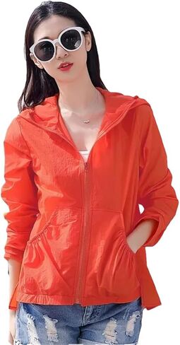 Women Sun Protection Clothing Long Sleeve Short Hooded Breathable Sun Protection Clothes in Kuwait
