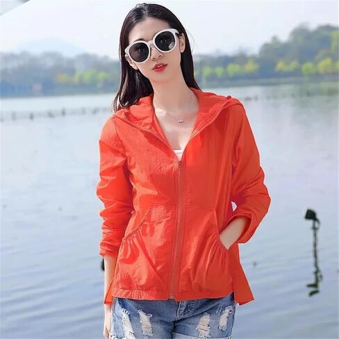 Women Sun Protection Clothing Long Sleeve Short Hooded Breathable Sun Protection Clothes in Kuwait