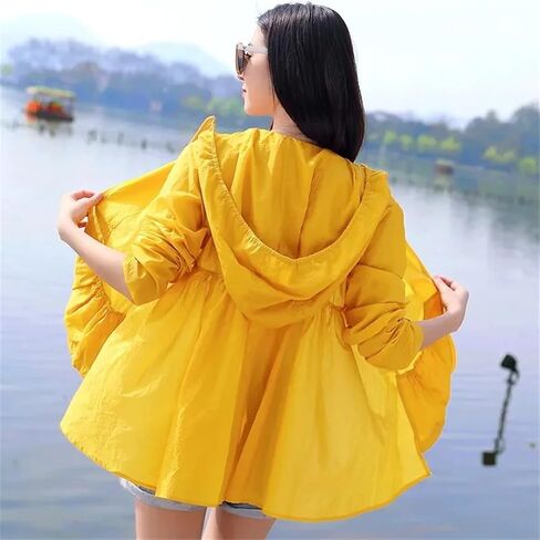 Women Sun Protection Clothing Long Sleeve Short Hooded Breathable Sun Protection Clothes in Kuwait