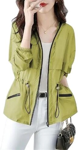 Women Sun Protection Clothing Short Coat Summer Korean Thin Windbreaker Loose Hooded Sunscreen Shirt in Saudi Arabia