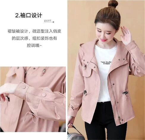 Women's Coat Loose Splicing Zipper Hooded Slim Fit Wild Temperament Tooling Female Short Jacket in Saudi Arabia