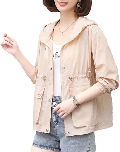 Women's Jacket Thin Coat Windbreaker Sun Protection Jackets Basic Zipper Coat Tops in Saudi Arabia