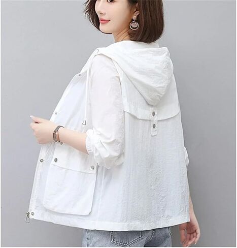 Women's Jacket Thin Coat Windbreaker Sun Protection Jackets Basic Zipper Coat Tops in Saudi Arabia
