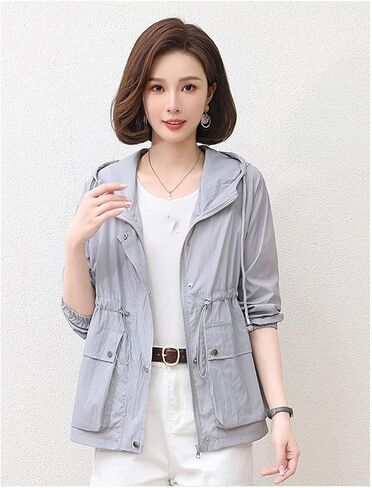 Women's Jacket Thin Coat Windbreaker Sun Protection Jackets Basic Zipper Coat Tops in Saudi Arabia
