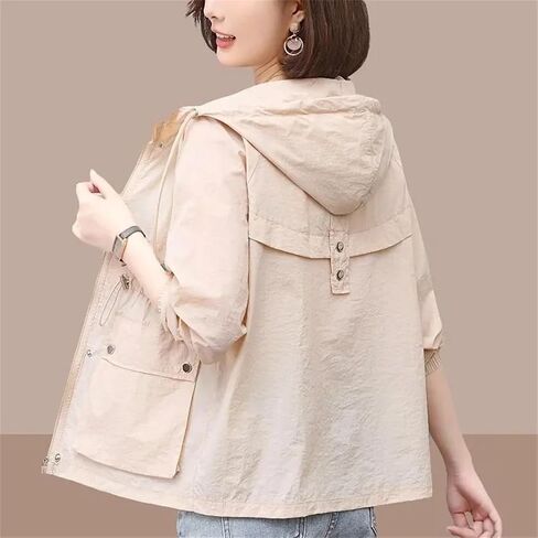 Women's Jacket Thin Coat Windbreaker Sun Protection Jackets Basic Zipper Coat Tops in Saudi Arabia