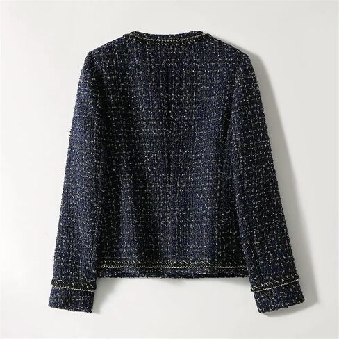 Female Elegant O-Neck Cropped Jacket Women Spring Autumn Korean Pockets Outwear Clothing in Saudi Arabia