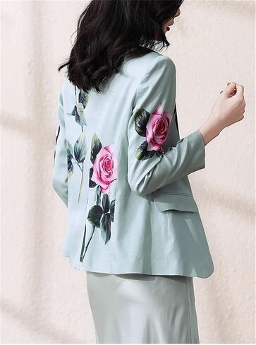 Women One Button Long Sleeve Suit Jacket Female Slim Small Suit Print Coat in Saudi Arabia
