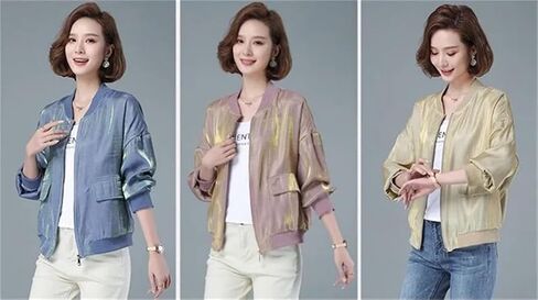 Ladies Short Spring Autumn Splicing Zipper Crew Neck Loose Comfortable Women's Lining Baseball Jacket in Saudi Arabia