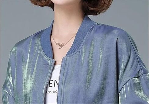Ladies Short Spring Autumn Splicing Zipper Crew Neck Loose Comfortable Women's Lining Baseball Jacket in Saudi Arabia