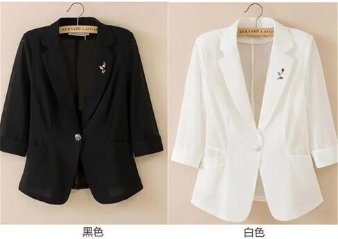 Women Blazer Spring Summer Thin Three-Quarter Sleeve Short Suit Tops Ladies Cardigan Sun Protection Coat in Saudi Arabia