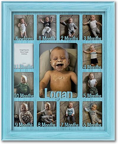 Northland إطار صور السنة الأولى لي | تخصيص - إضافة أي اسم | إطار صورة لمدة 12 شهرًا لبيليس السنة الأولى | اثنا عشر 2.5 "× 3.5" صور حديثي الولادة و 5 "× 7" | معلم | حصيرة رمادية رمادية فاتحة in Kuwait