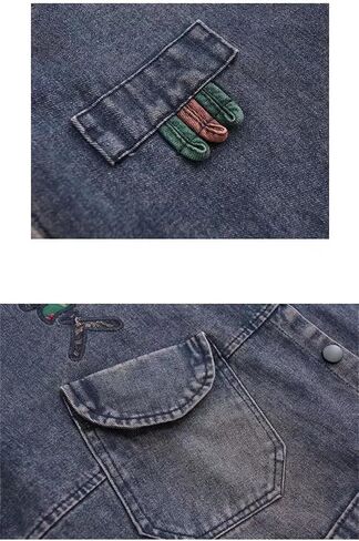 Women Cartoon Stitching Denim Jacket For Korean Oversized Vintage Basic Coat Female Clothing Jean Tops in Saudi Arabia