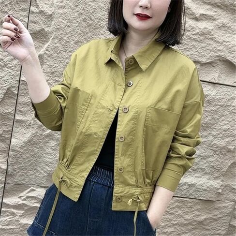 النساء القصيرة القصيرة ذات الأكمام الطويلة رقيقة الرياح معطف واحد صدر واحد الصدر in Kuwait