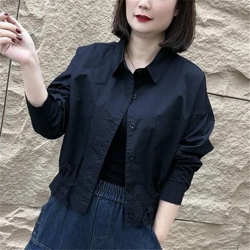 النساء القصيرة القصيرة ذات الأكمام الطويلة رقيقة الرياح معطف واحد صدر واحد الصدر in Kuwait