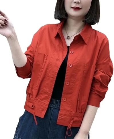 النساء القصيرة القصيرة ذات الأكمام الطويلة رقيقة الرياح معطف واحد صدر واحد الصدر in Kuwait