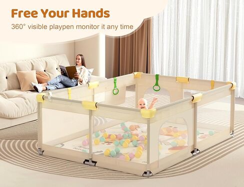 روضة الأطفال مع حصيرة ، 71 "× 59" ممساح كبير لطفل صغير ، وطفل للطفل مع شبكة التنفس ، والسياج والمنطقة للنوم للداخلية والخارجية in Kuwait