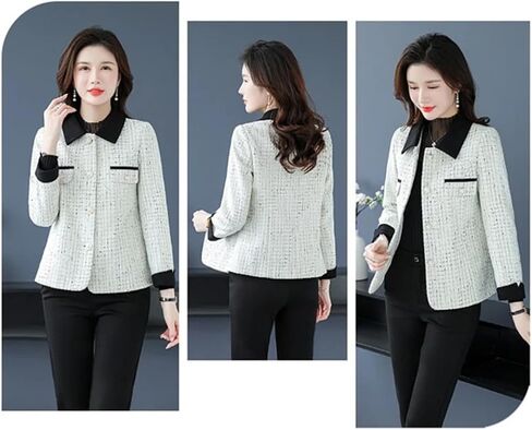 Women Join Together Short Jackets Middle Aged Small Fragrance Loose Basic Outwear in Saudi Arabia