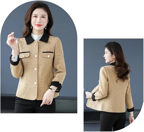 Women Join Together Short Jackets Middle Aged Small Fragrance Loose Basic Outwear in Saudi Arabia
