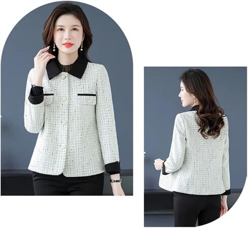 Women Join Together Short Jackets Middle Aged Small Fragrance Loose Basic Outwear in Saudi Arabia