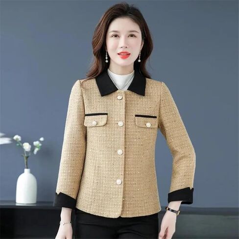 Women Join Together Short Jackets Middle Aged Small Fragrance Loose Basic Outwear in Saudi Arabia