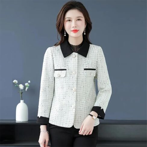 Women Join Together Short Jackets Middle Aged Small Fragrance Loose Basic Outwear in Saudi Arabia