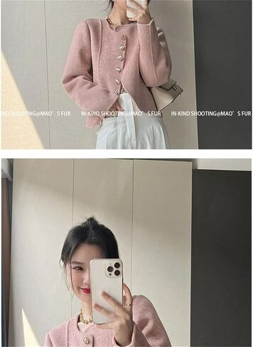 Women Vintage Elegant Short Two-Sided Wool Coat Korean Single Breasted Jackets All Match Outerwear in Saudi Arabia