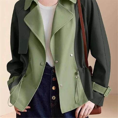 Women's Euro-American Trench Coat Korean Short Loose Contrasting Color Windbreaker Female Tops in Saudi Arabia