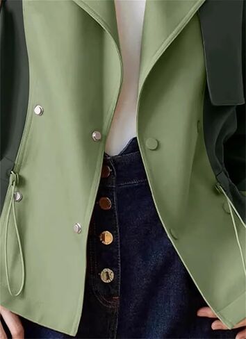 Women's Euro-American Trench Coat Korean Short Loose Contrasting Color Windbreaker Female Tops in Saudi Arabia