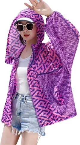 Women Hooded Sun Protection Clothing Thin Coat Tops Female Loose Breathable UV Protection Jackets in Saudi Arabia
