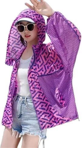 Women Hooded Sun Protection Clothing Thin Coat Tops Female Loose Breathable UV Protection Jackets in Saudi Arabia