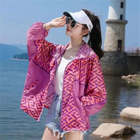 Women Hooded Sun Protection Clothing Thin Coat Tops Female Loose Breathable UV Protection Jackets in Saudi Arabia
