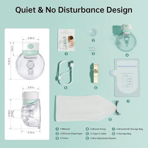 TSRETE Double Wearable Breast Pump, Electric Hands-Free Breast Pumps with 2 Modes, 9 Levels, LCD Display, Memory Function Rechargeable Milk Extractor-24mm Flange, Pink in Saudi Arabia