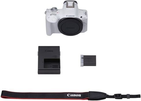 Canon EOS R50 Mirrorless Camera | White Bundle with Sigma 18-50mm f/2.8 DC DN Contemporary Lens + 64GB Memory Card + Camera Bag (5 Items) in Saudi Arabia