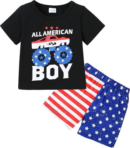 Yallet Toddler Baby Boy Clothes Owns Summer Stuffits 1-5t short Sleeve T-Shirt + Shorts 2pcs baby disual setting set in Kuwait