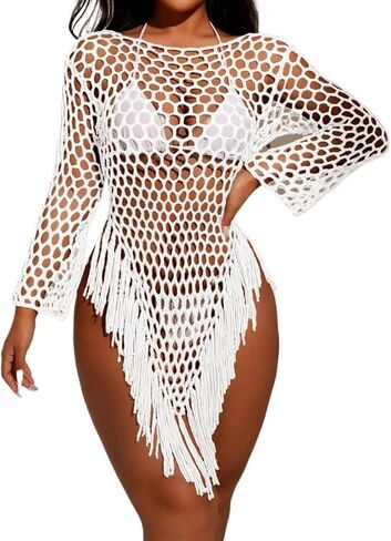 swimsuit coverup for women Hollow Out Beach Cover-Up Long Sleeve Cover Up Summer in Saudi Arabia