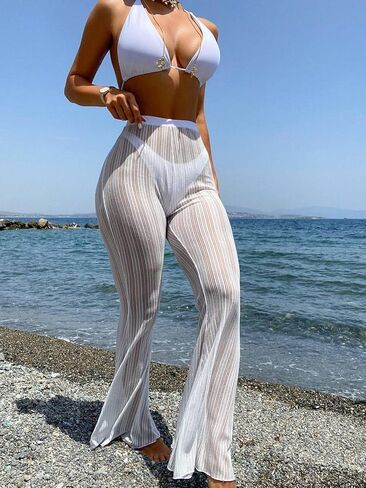 swimsuit coverup for women High Waist Cover Up Top & Flared Pants Set in Saudi Arabia