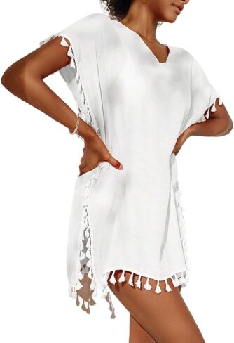 swimsuit coverup for women Short Sleeve V-Neck Batwing Sleeve Casual Straight Casual Dress in Saudi Arabia