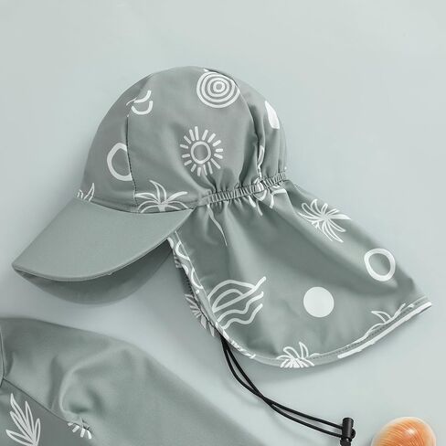 Toddler Baby Boy Swimsuit Long Sleeve Zip Tops with Shorts Hat Rash Guard Swimwear Bathing Suit UPF 50+ in Saudi Arabia